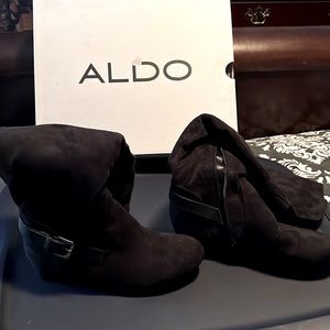 Black suede knee high boots